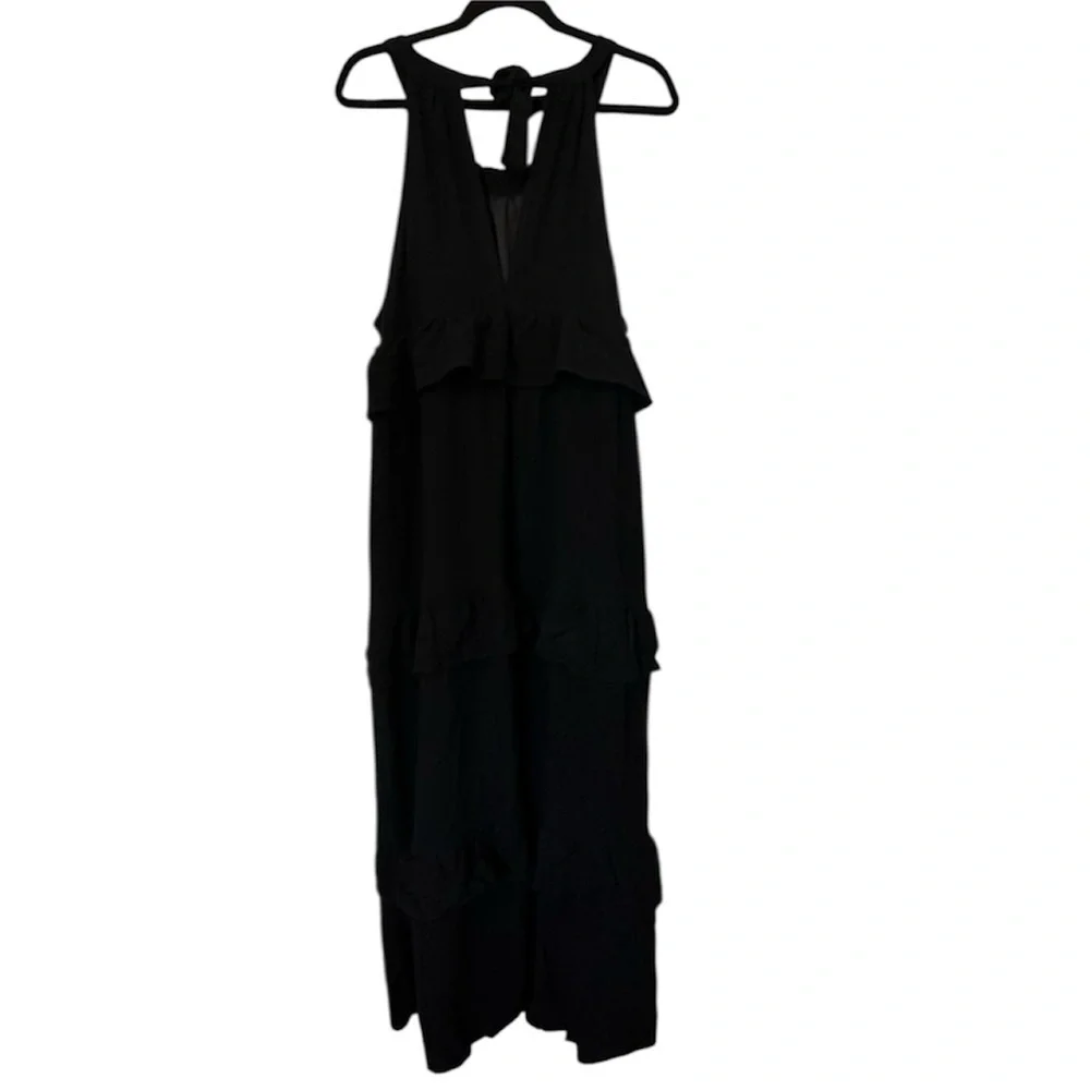 Petal & Pup Priscilla Ruffle Maxi Dress Linen Black Womens XL New - Picture 9 of 9